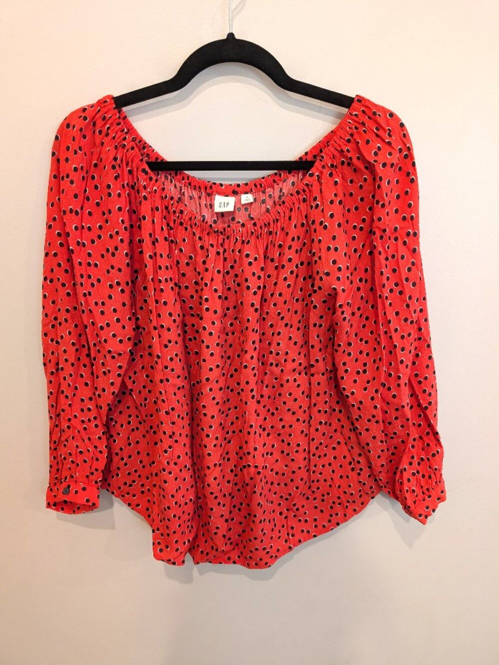 Gap Red Polka Dot Off-the-Shoulder Peasant Blouse | Size M